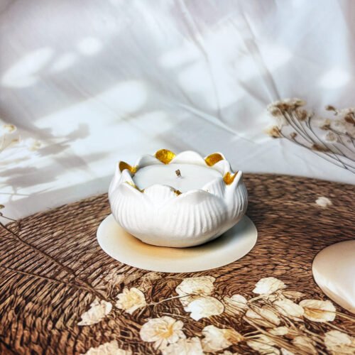 Lotus concrete jar candle