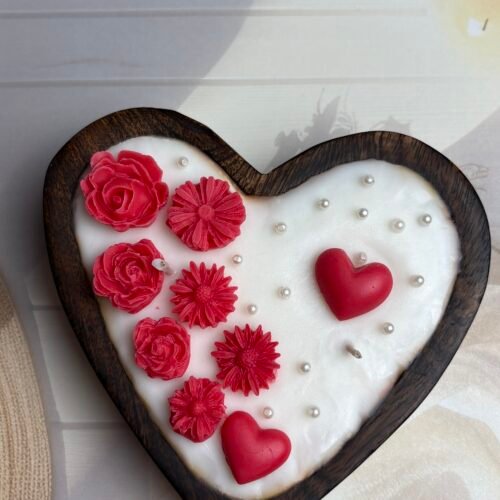 Wooden heart candle