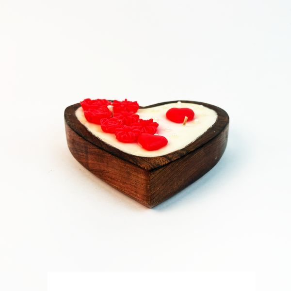 Wooden heart candle
