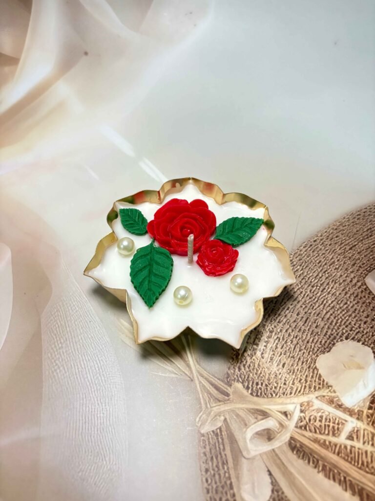 Urli Candle with Red Rose