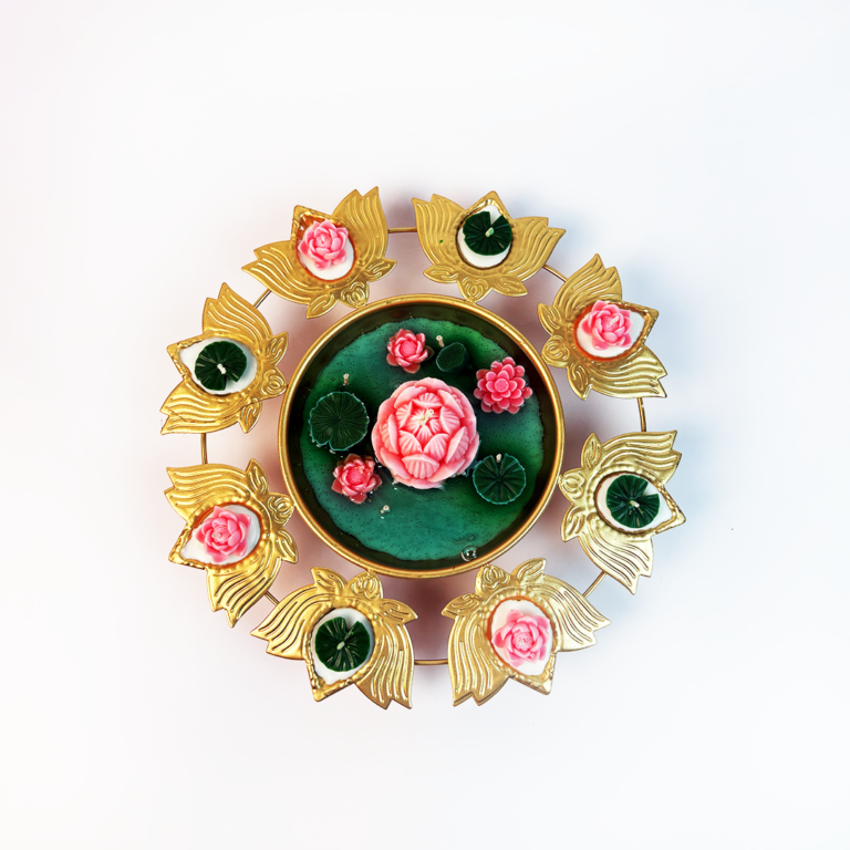 Blossom Glow Lotus Urli Candle