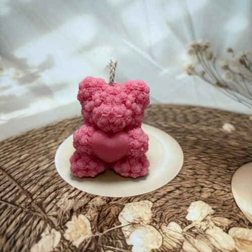 Teddy Bear Rose Candle
